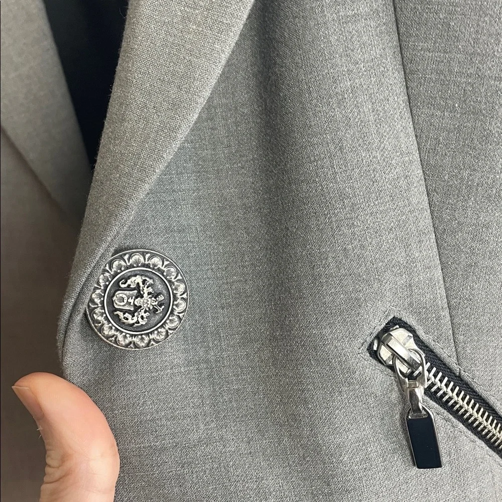 NWT Charcoal Women's Blazer with Zipper Accents